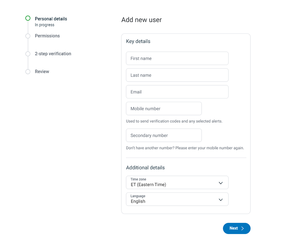 New user basic details