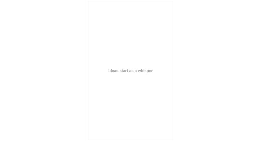 Text on blank card: Ideas start as whisper