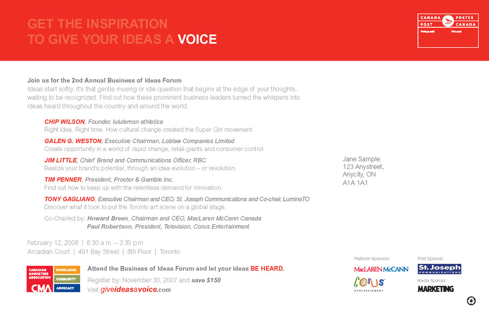 List of conference speakers