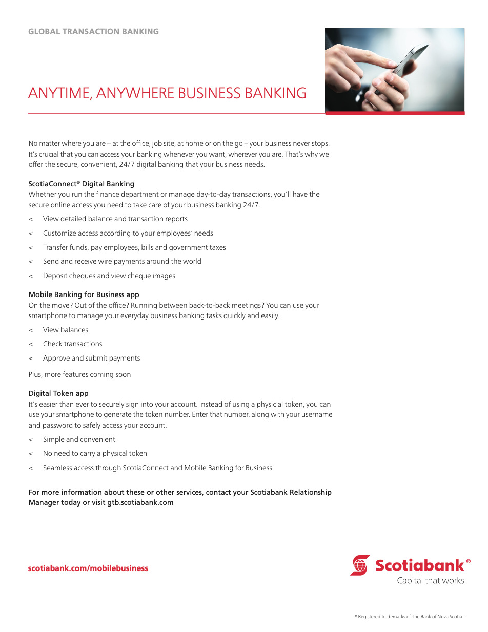 ScotiaConnect Digital Banking sales sheet