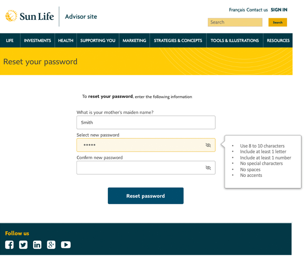 Fields to confirm ID, enter /confirm new password