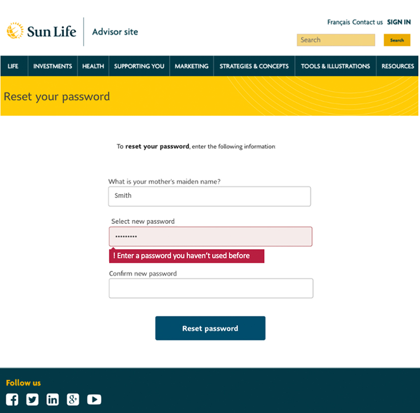 Fields to confirm ID, enter /confirm new password